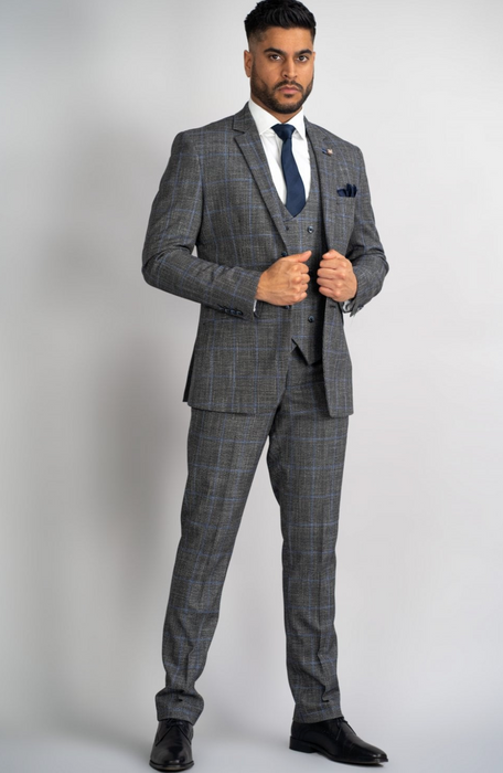 Cavani Power Tweed 3 PC Suit - Grey - jjdonnelly