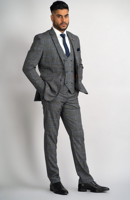 Cavani Power Tweed 3 PC Suit - Grey - jjdonnelly