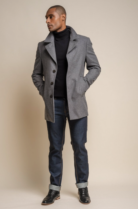 Cavani Nelson Wool Overcoat - Slate Grey - jjdonnelly