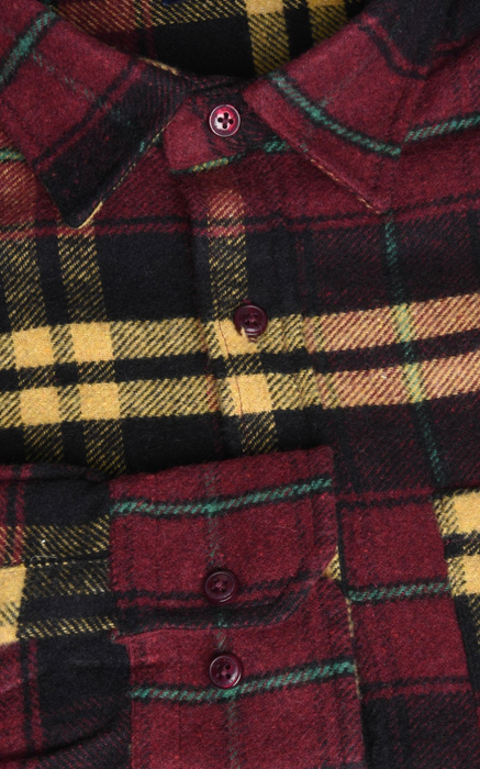Carabou Check Flannel Overshirt - Red - jjdonnelly