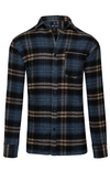 Carabou Check Flannel Overshirt - Navy - jjdonnelly