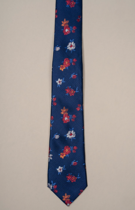 Cavani Floral Tie Set - Navy/Red - jjdonnelly