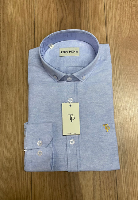 Tom Penn Slim Fit Oxford Shirt - Blue - jjdonnelly