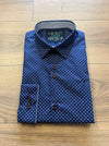 Vichi Tailored Fit Pattern Shirt - Navy - jjdonnelly